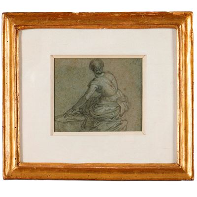 Giovanni Carnovali detto il Piccio (1804-1873), Lavandaia, matita nera e bianca su carta preparat...