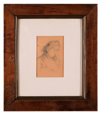 Autore sconosciuto, Ritratto femminile, matita su carta