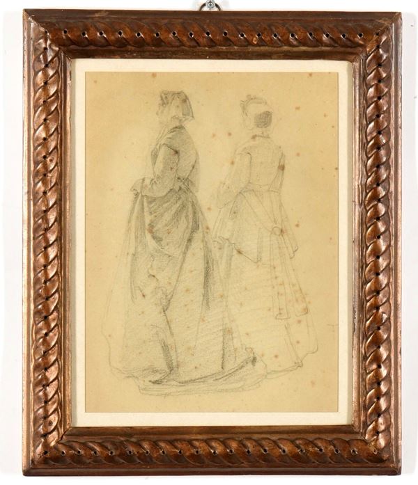 Anonimo del XIX-XX secolo Due figure femminili di spalle