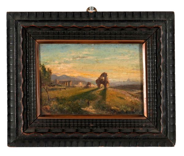 Pittore del XIX-XX secolo Paesaggio con rovine
