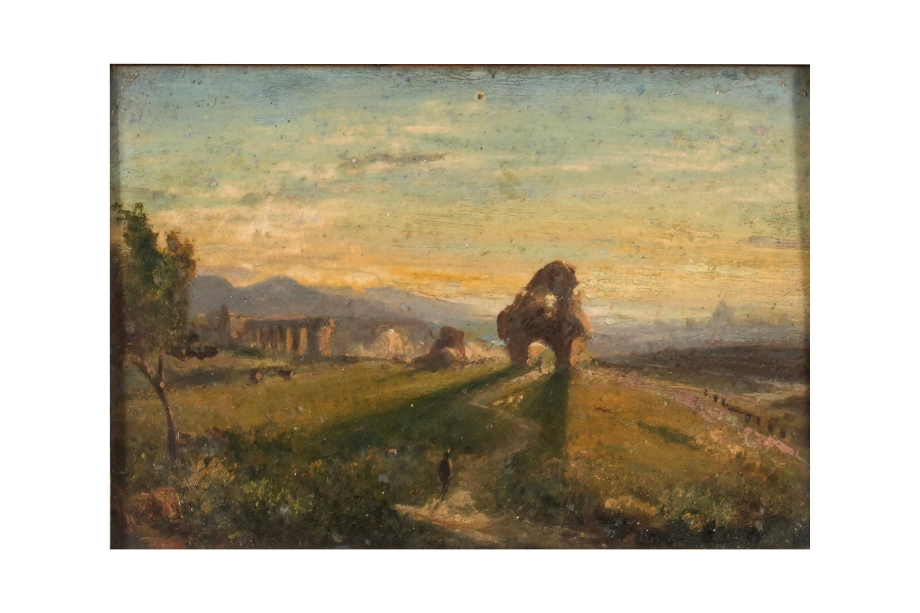 Pittore del XIX-XX Secolo Paesaggio con Rovine