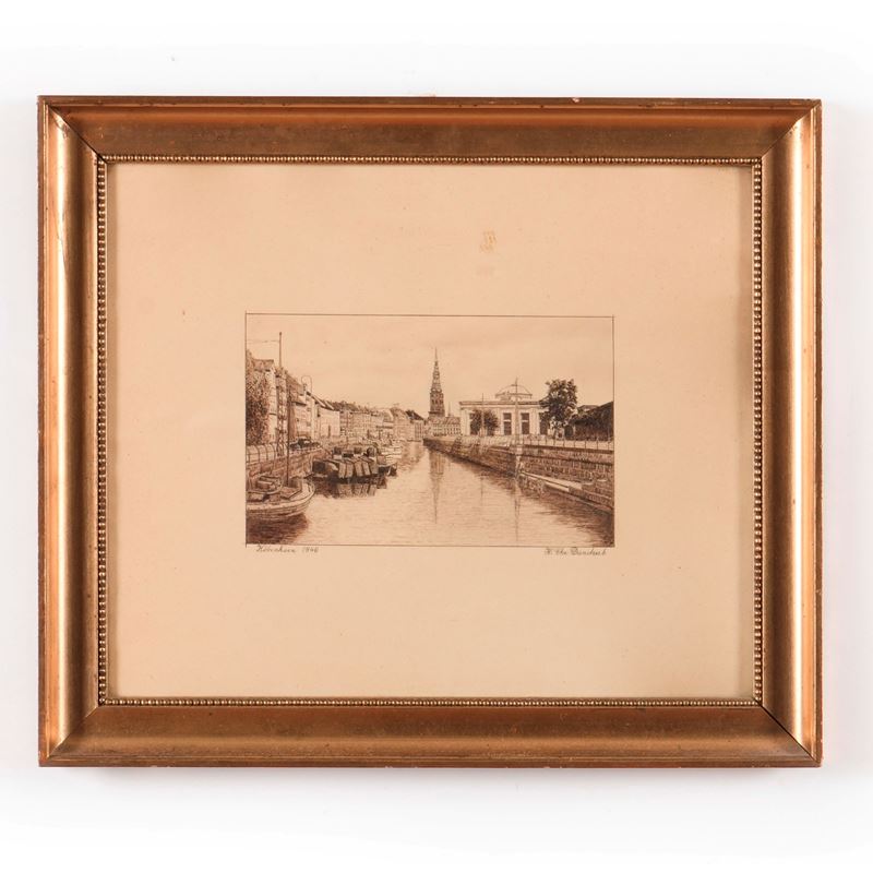 Incisore del XX secolo Veduta di Copenaghen, 1940  - Auction Italian Mansions TIME - Cambi Casa d'Aste