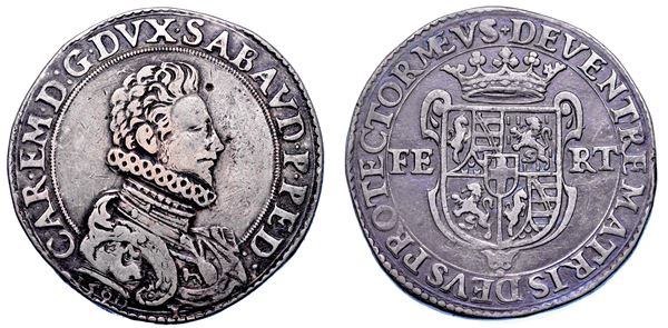 DUCATO DI SAVOIA. CARLO EMANUELE I Il Grande, 1580-1630. Ducatone 1590. IV tipo.