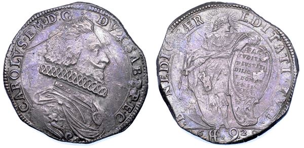 DUCATO DI SAVOIA. CARLO EMANUELE I Il Grande, 1580-1630. Scudo da 9 Fiorini 1629. IV Tipo.