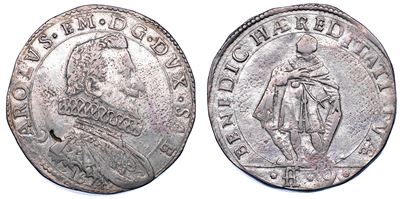 DUCATO DI SAVOIA, Carlo Emanuele I Il Grande, Scudo da 9 Fiorini 1624, I Tipo