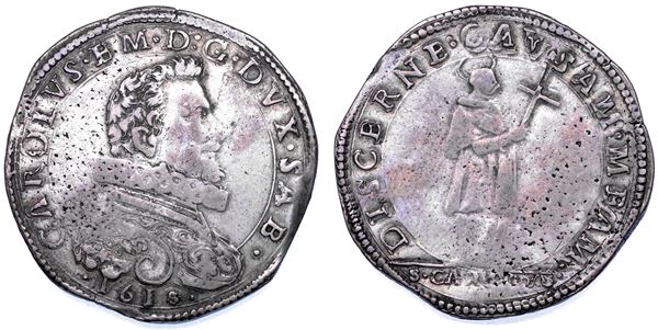 DUCATO DI SAVOIA. CARLO EMANUELE I Il Grande, 1580-1630. Scudo da 9 Fiorini 1618. V Tipo.