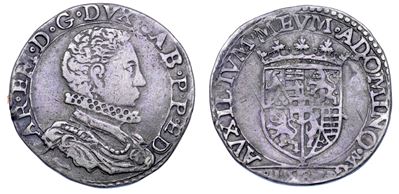CARLO EMANUELE I, Testone del Ducato di Savoia (1582), I tipo