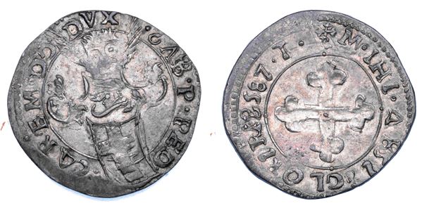 DUCATO DI SAVOIA. CARLO EMANUELE I Il Grande, 1580-1630. Cavallotto stretto 1587. I tipo.