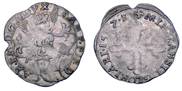 DUCATO DI SAVOIA. CARLO EMANUELE I Il Grande, 1580-1630. Cavallotto stretto 1587. I tipo.