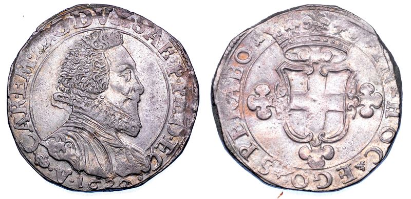 DUCATO DI SAVOIA. CARLO EMANUELE I Il Grande, 1580-1630. Da 2 fiorini 1626. IV tipo.  - Asta Numismatica - Cambi Casa d'Aste