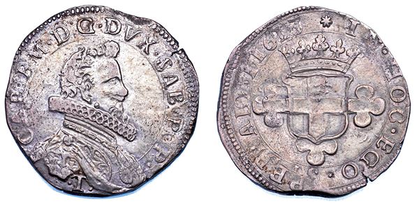 DUCATO DI SAVOIA. CARLO EMANUELE I Il Grande, 1580-1630. Da 2 fiorini 1613. I tipo.
