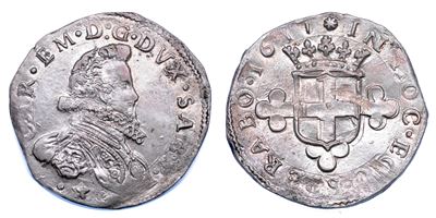 Carlo Emanuele I, Ducato di Savoia, 1617, 2 fiorini, I tipo