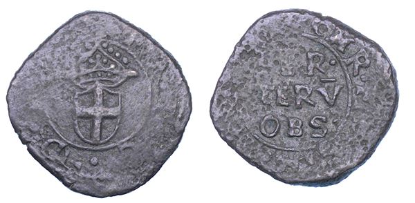 DUCATO DI SAVOIA. FRANCESCO GIACINTO Fior di Paradiso. MONETAZIONE OSSIDIONALE DI VERCELLI. Mezzo soldo 1638. Assedio Spagnolo del 1638.