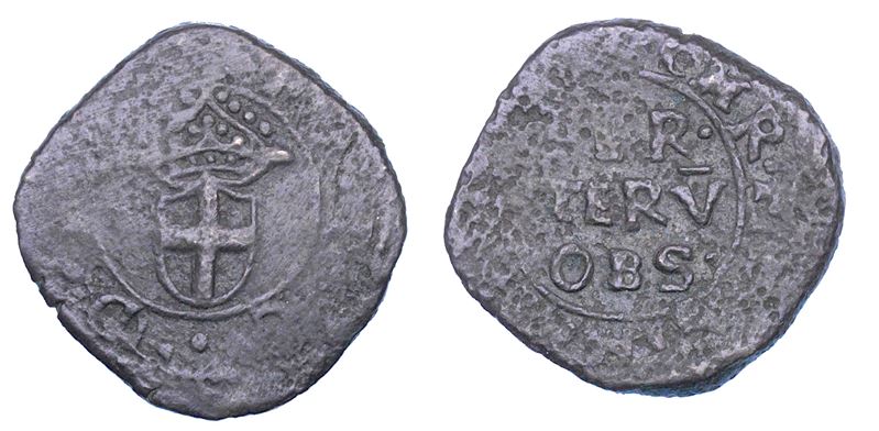 DUCATO DI SAVOIA. FRANCESCO GIACINTO Fior di Paradiso. MONETAZIONE OSSIDIONALE DI VERCELLI. Mezzo soldo 1638. Assedio Spagnolo del 1638.  - Auction Numismatics - Cambi Casa d'Aste