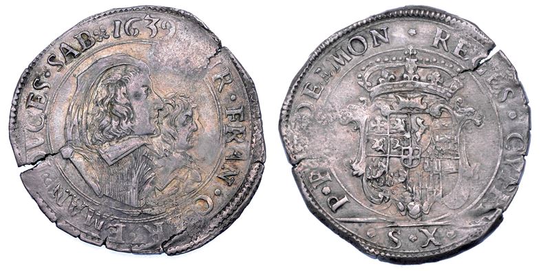 DUCATO DI SAVOIA. CARLO EMANUELE II L'Adriano del Piemonte, 1638-1675. Reggenza della madre CRISTINA DI BORBONE, La Madama Reale. Mezza lira 1639. I tipo.  - Auction Numismatics - Cambi Casa d'Aste