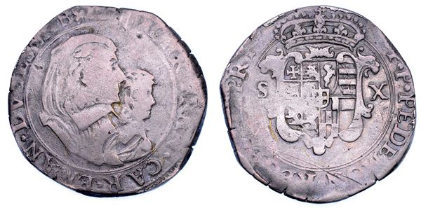 DUCATO DI SAVOIA. CARLO EMANUELE II L'Adriano del Piemonte, 1638-1675. Reggenza della madre CRISTINA DI BORBONE, La Madama Reale. Mezza lira 1639. III tipo.