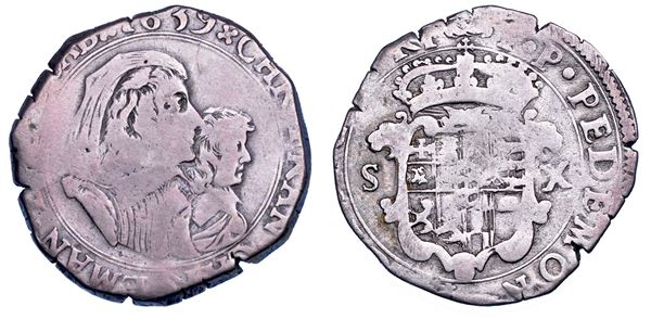DUCATO DI SAVOIA. CARLO EMANUELE II L'Adriano del Piemonte, 1638-1675. Reggenza della madre CRISTINA DI BORBONE, La Madama Reale. Mezza lira 1639. III tipo.