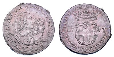 Ducato di Savoia, Carlo Emanuele II, 5 soldi 1647, III tipo