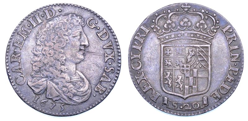 DUCATO DI SAVOIA. CARLO EMANUELE II L'Adriano del Piemonte, 1638-1675. Lira nuova 1675.  - Auction Numismatics - Cambi Casa d'Aste
