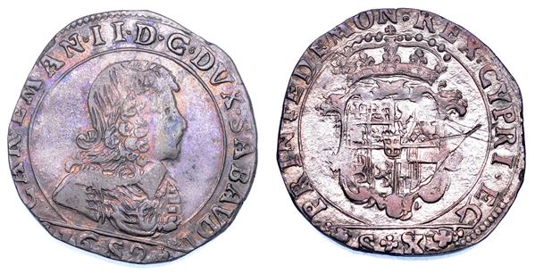 DUCATO DI SAVOIA. CARLO EMANUELE II L'Adriano del Piemonte, 1638-1675. Mezza lira 1652. I tipo.