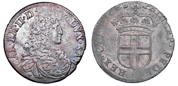 DUCATO DI SAVOIA. CARLO EMANUELE II L'Adriano del Piemonte, 1638-1675. Da 5 soldi 1668. II tipo.