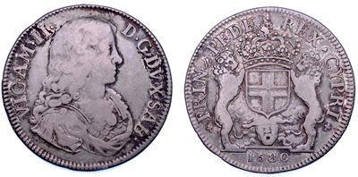 VITTORIO AMEDEO II, Mezzo Scudo Bianco 1680, I tipo