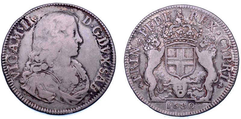 DUCATO DI SAVOIA. VITTORIO AMEDEO II, 1675-1730 (Secondo Periodo: Duca di Savoia, 1680-1713). Mezzo Scudo Bianco 1680. I tipo.  - Asta Numismatica - Cambi Casa d'Aste
