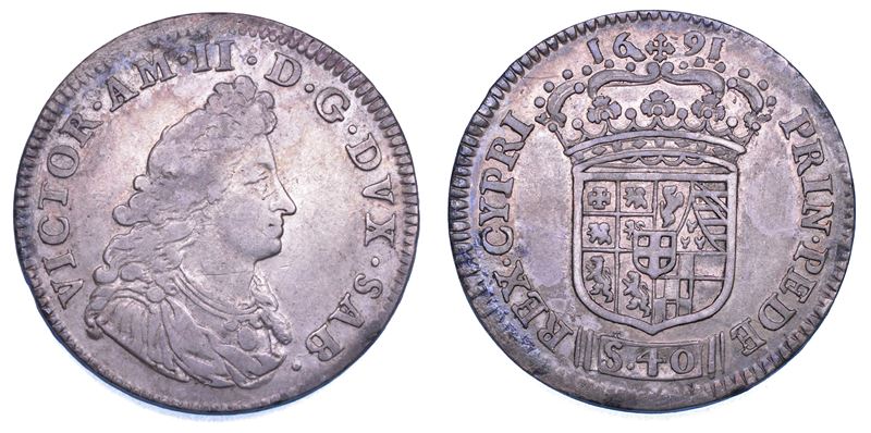 DUCATO DI SAVOIA. VITTORIO AMEDEO II, 1675-1730 (Secondo Periodo: Duca di Savoia, 1680-1713). 2 Lire 1691. I tipo.  - Auction Numismatics - Cambi Casa d'Aste