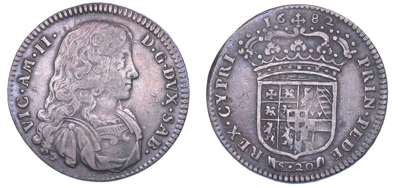 DUCATO DI SAVOIA. VITTORIO AMEDEO II, 1675-1730 (Secondo Periodo: Duca di Savoia, 1680-1713). Lira 1682. I tipo.  - Auction Numismatics - Cambi Casa d'Aste
