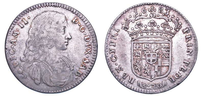 DUCATO DI SAVOIA. VITTORIO AMEDEO II, 1675-1730 (Secondo Periodo: Duca di Savoia, 1680-1713). Lira 1683. I tipo.  - Auction Numismatics - Cambi Casa d'Aste