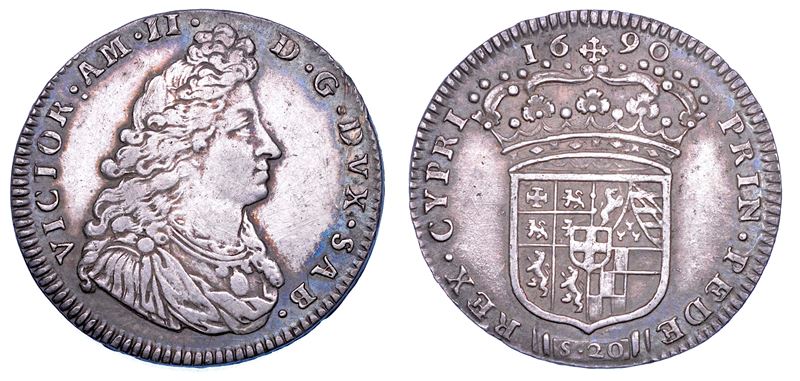 DUCATO DI SAVOIA. VITTORIO AMEDEO II, 1675-1730 (Secondo Periodo: Duca di Savoia, 1680-1713). Lira 1690. II tipo.  - Asta Numismatica - Cambi Casa d'Aste
