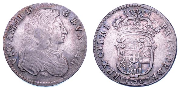 DUCATO DI SAVOIA. VITTORIO AMEDEO II, 1675-1730 (Secondo Periodo: Duca di Savoia, 1680-1713). Lira 1704. III tipo.