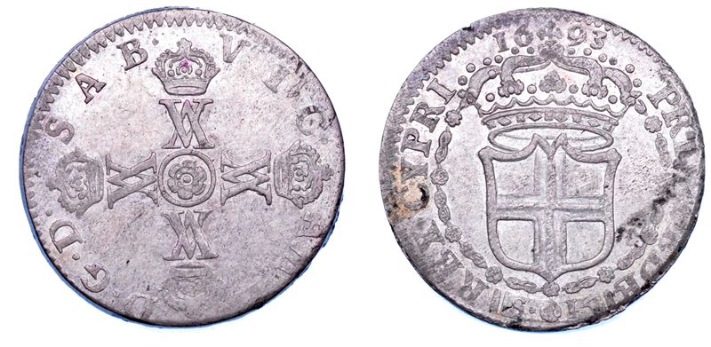 DUCATO DI SAVOIA. VITTORIO AMEDEO II, 1675-1730 (Secondo Periodo: Duca di Savoia, 1680-1713). 15 Soldi 1693.  - Auction Numismatics - Cambi Casa d'Aste