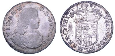 Vittorio Amedeo II di Savoia, Mezza Lira 1681, I tipo