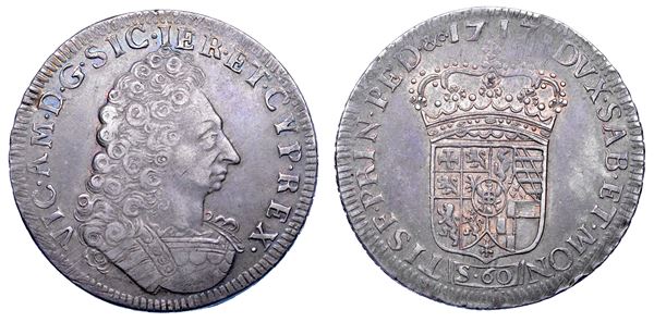 DUCATO DI SAVOIA. VITTORIO AMEDEO II, 1675-1730 (Re di Sicilia, 1713-1718). 3 Lire 1717.