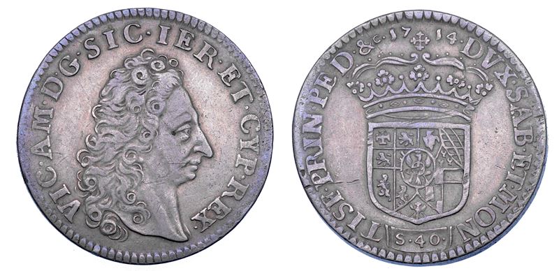 DUCATO DI SAVOIA. VITTORIO AMEDEO II, 1675-1730 (Re di Sicilia, 1713-1718). 2 Lire 1714.  - Asta Numismatica - Cambi Casa d'Aste