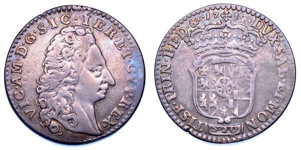 DUCATO DI SAVOIA. VITTORIO AMEDEO II, 1675-1730 (Re di Sicilia, 1713-1718). Lira 1714.