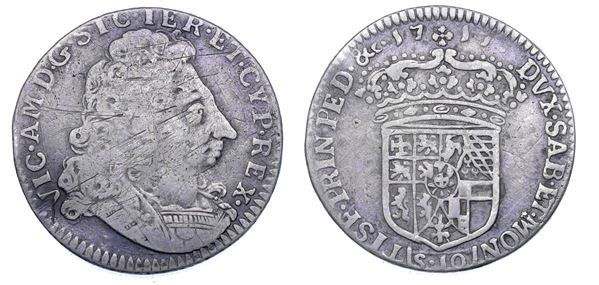 DUCATO DI SAVOIA. VITTORIO AMEDEO II, 1675-1730 (Re di Sicilia, 1713-1718). Mezza Lira 1717.