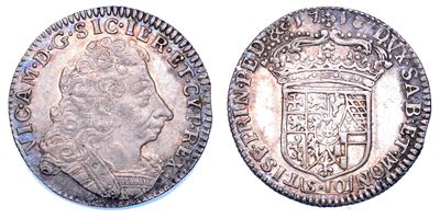 VITTORIO AMEDEO II, Mezza Lira del Ducato di Savoia, 1718