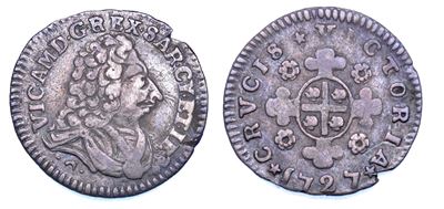 VITTORIO AMEDEO II DI SAVOIA, Reale Sardo 1727, Argento