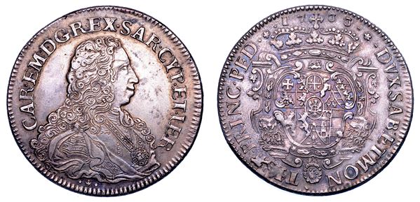 REGNO DI SARDEGNA. CARLO EMANUELE III DI SAVOIA, 1730-1773. Scudo Vecchio da 5 Lire 1733.