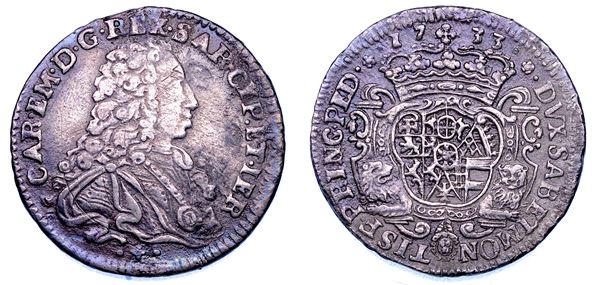 REGNO DI SARDEGNA. CARLO EMANUELE III DI SAVOIA, 1730-1773. Ottavo di Scudo Vecchio 1733.