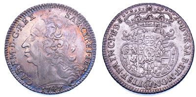 Carlo Emanuele III di Savoia, Lira del Regno di Sardegna, 1747, argento