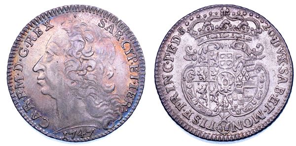 REGNO DI SARDEGNA. CARLO EMANUELE III DI SAVOIA, 1730-1773. Lira 1747.
