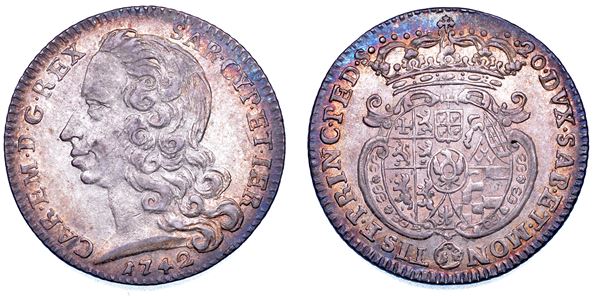 REGNO DI SARDEGNA. CARLO EMANUELE III DI SAVOIA, 1730-1773. Lira 1742.