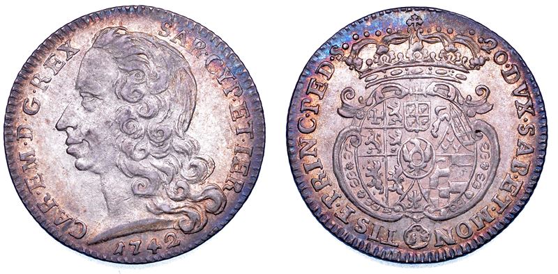 REGNO DI SARDEGNA. CARLO EMANUELE III DI SAVOIA, 1730-1773. Lira 1742.  - Asta Numismatica - Cambi Casa d'Aste