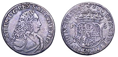 Regno di Sardegna, Carlo Emanuele III di Savoia, Mezza Lira 1733, argento