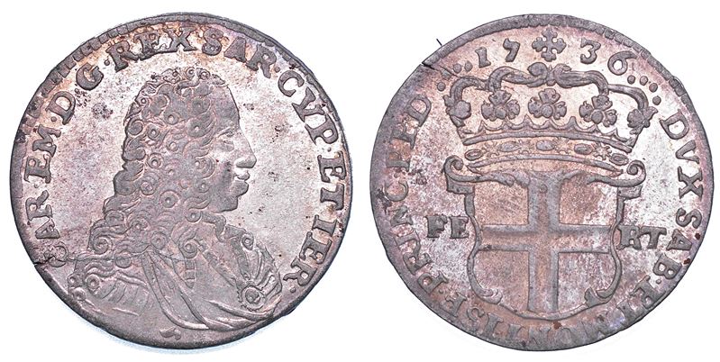REGNO DI SARDEGNA. CARLO EMANUELE III DI SAVOIA, 1730-1773. 5 Soldi 1736.  - Asta Numismatica - Cambi Casa d'Aste
