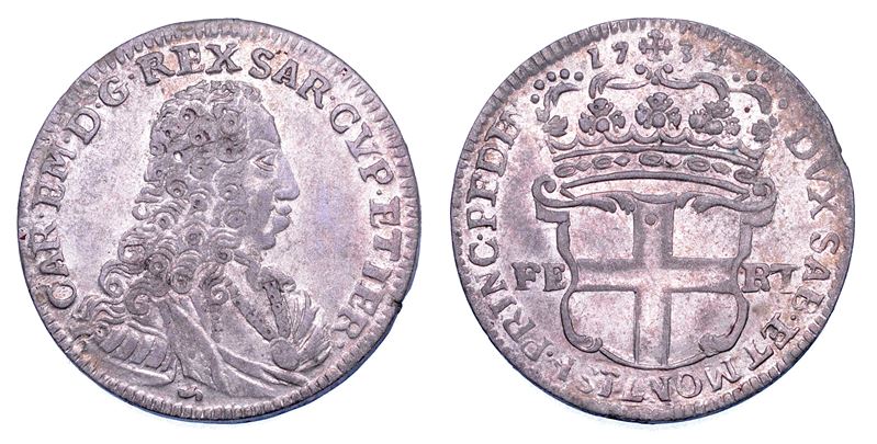 REGNO DI SARDEGNA. CARLO EMANUELE III DI SAVOIA, 1730-1773. 5 Soldi 1734.  - Asta Numismatica - Cambi Casa d'Aste