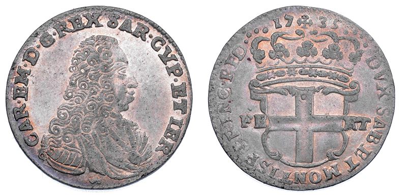 REGNO DI SARDEGNA. CARLO EMANUELE III DI SAVOIA, 1730-1773. 5 Soldi 1735.  - Asta Numismatica - Cambi Casa d'Aste